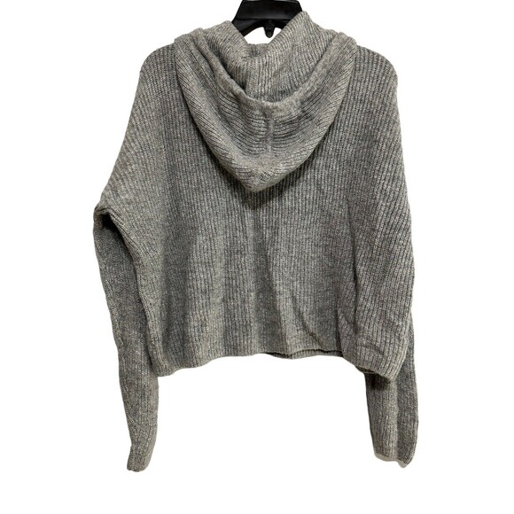 Banana Republic Womens Knit Sweater Size S Gray V-Neck Hooded Cropped Drawstring - Picture 2 of 9